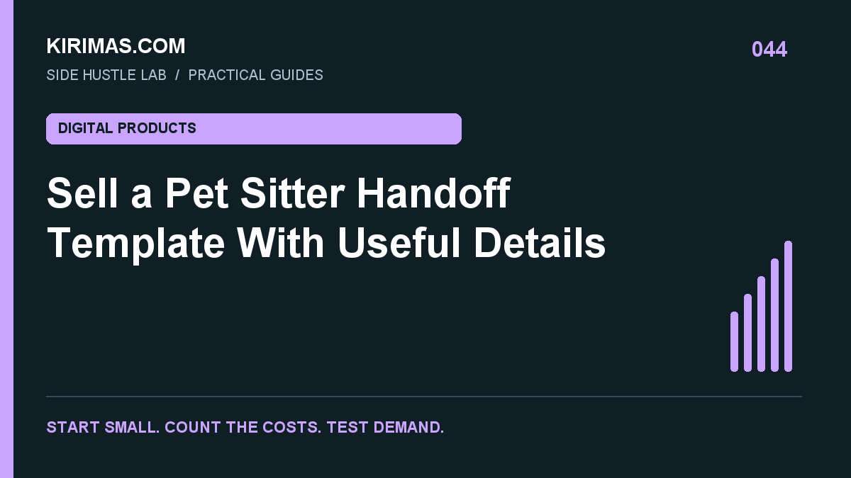 Kirimas.com guide: Sell a Pet Sitter Handoff Template With Useful Details