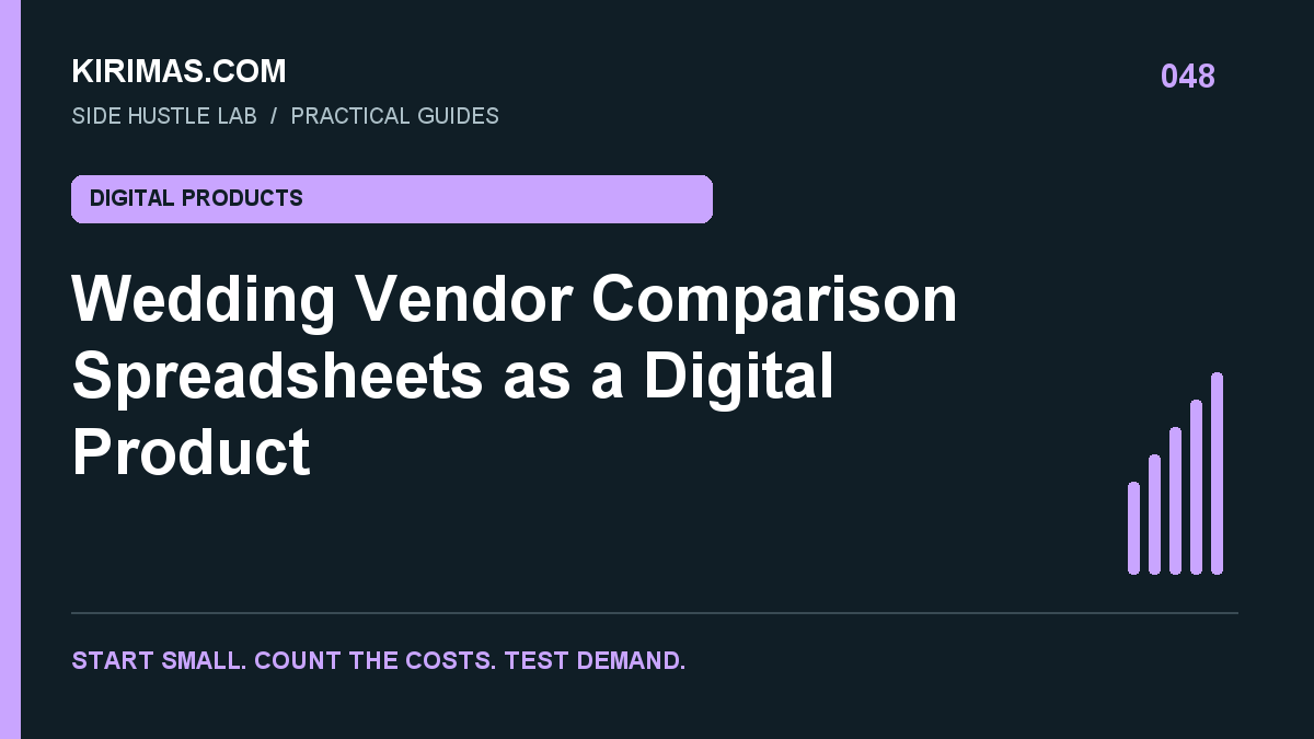 Kirimas.com guide: Wedding Vendor Comparison Spreadsheets as a Digital Product